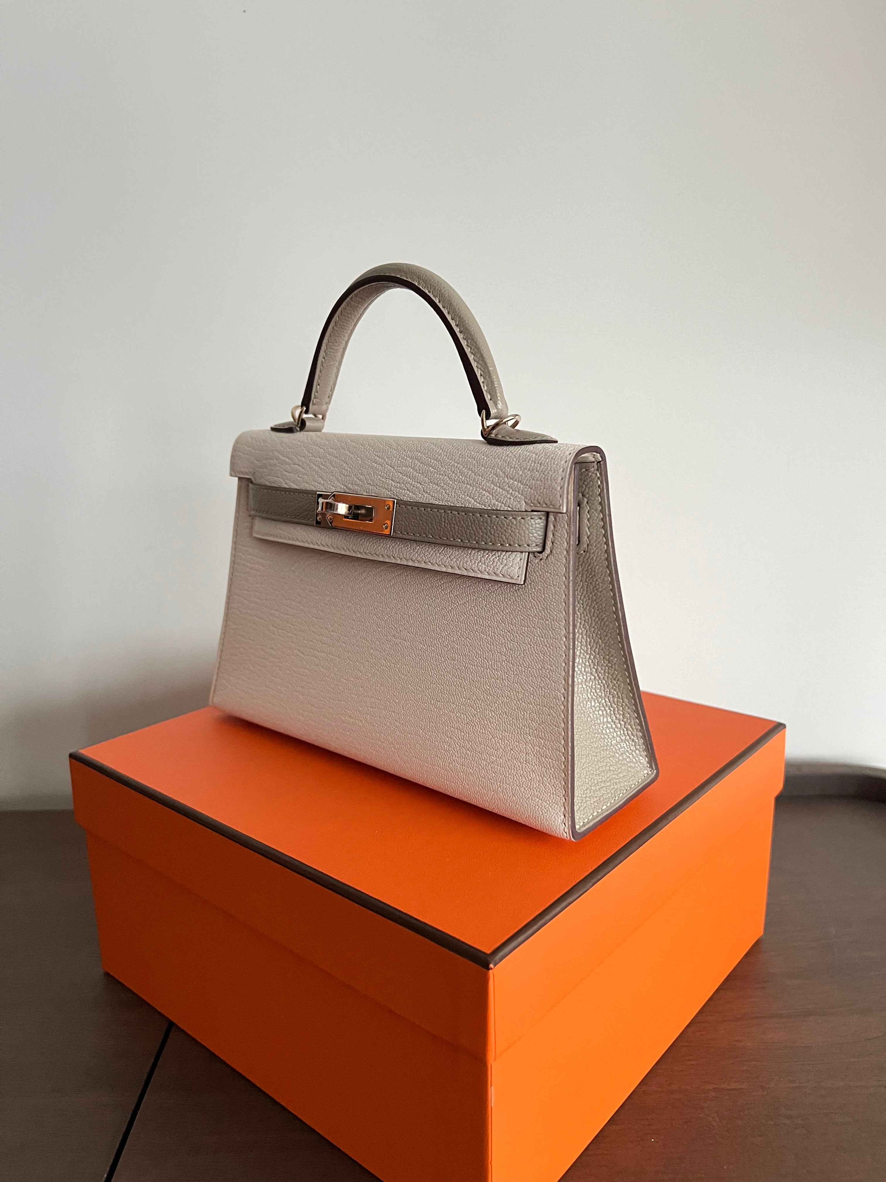 Hermès Mini Kelly 20 HSS Nata & Gris Tourterelle Chevre Mysore Permabrass、mySite、garminoutage.com