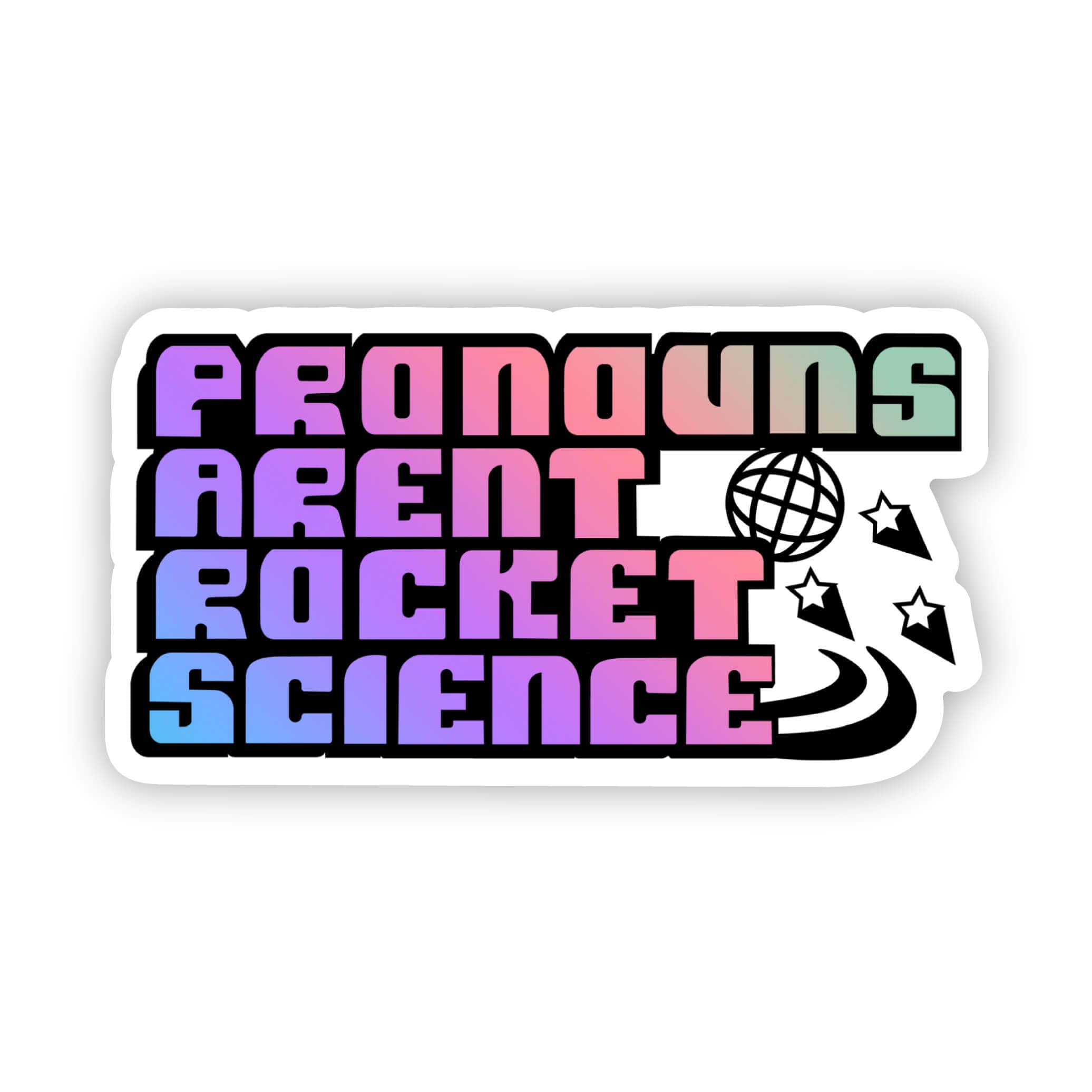  Pronouns Aren't Rocket Science Colorful Y2K LGBTQ Pride Sticker、mySite、elrpsem3k