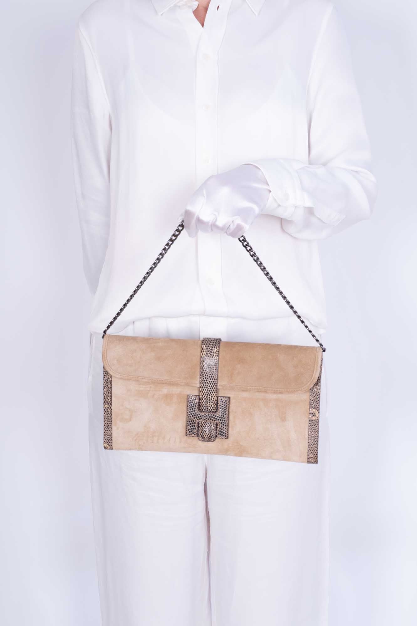 Hermès Jige Elan Clutch Sable Doblis Suede and Ombré Lizard、mySite、garminoutage.com