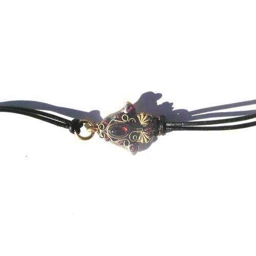 Michal Golan Garnet Hamsa Bracelet On Leather、mySite、topwebapps
