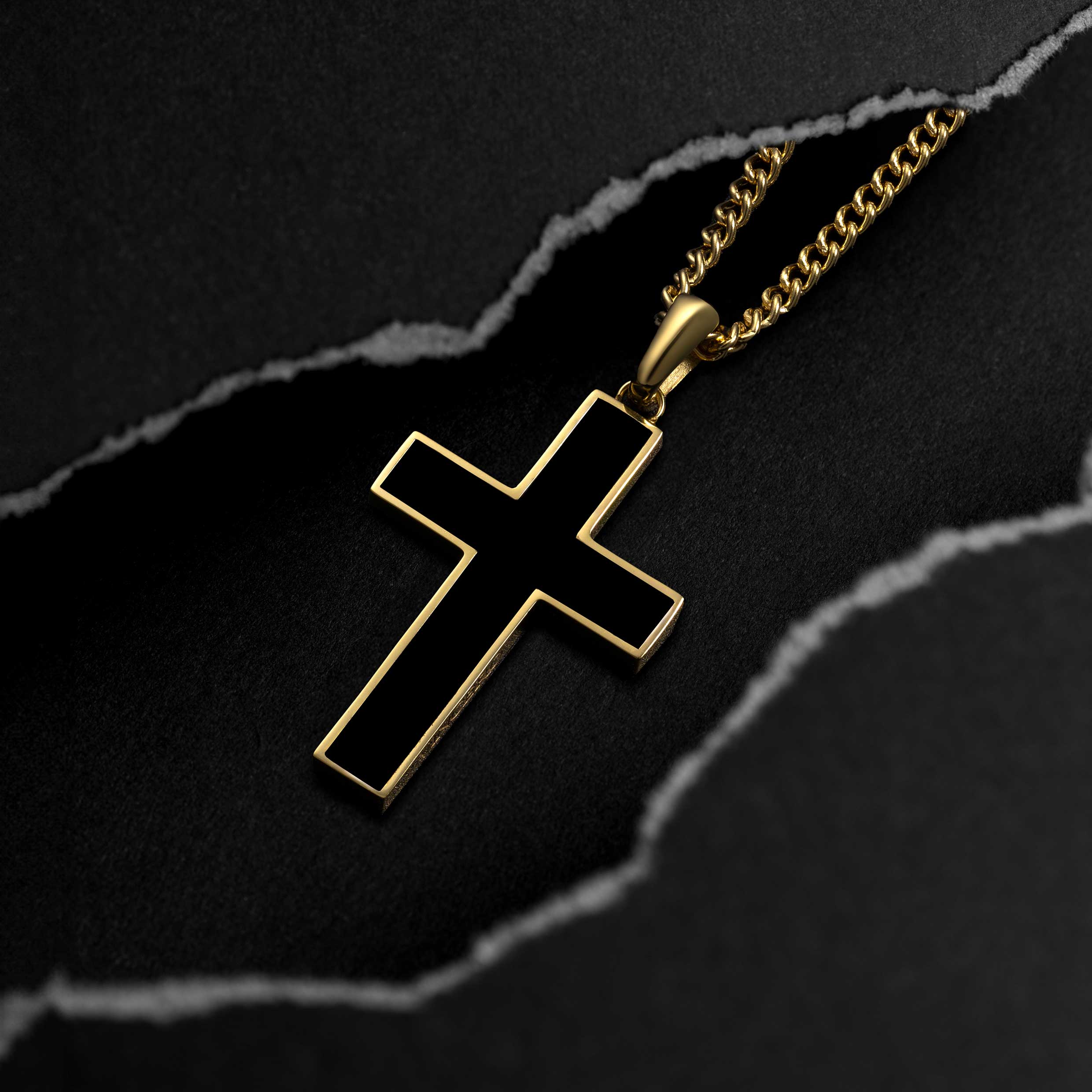  Stone Cross (Large) - Gold Set