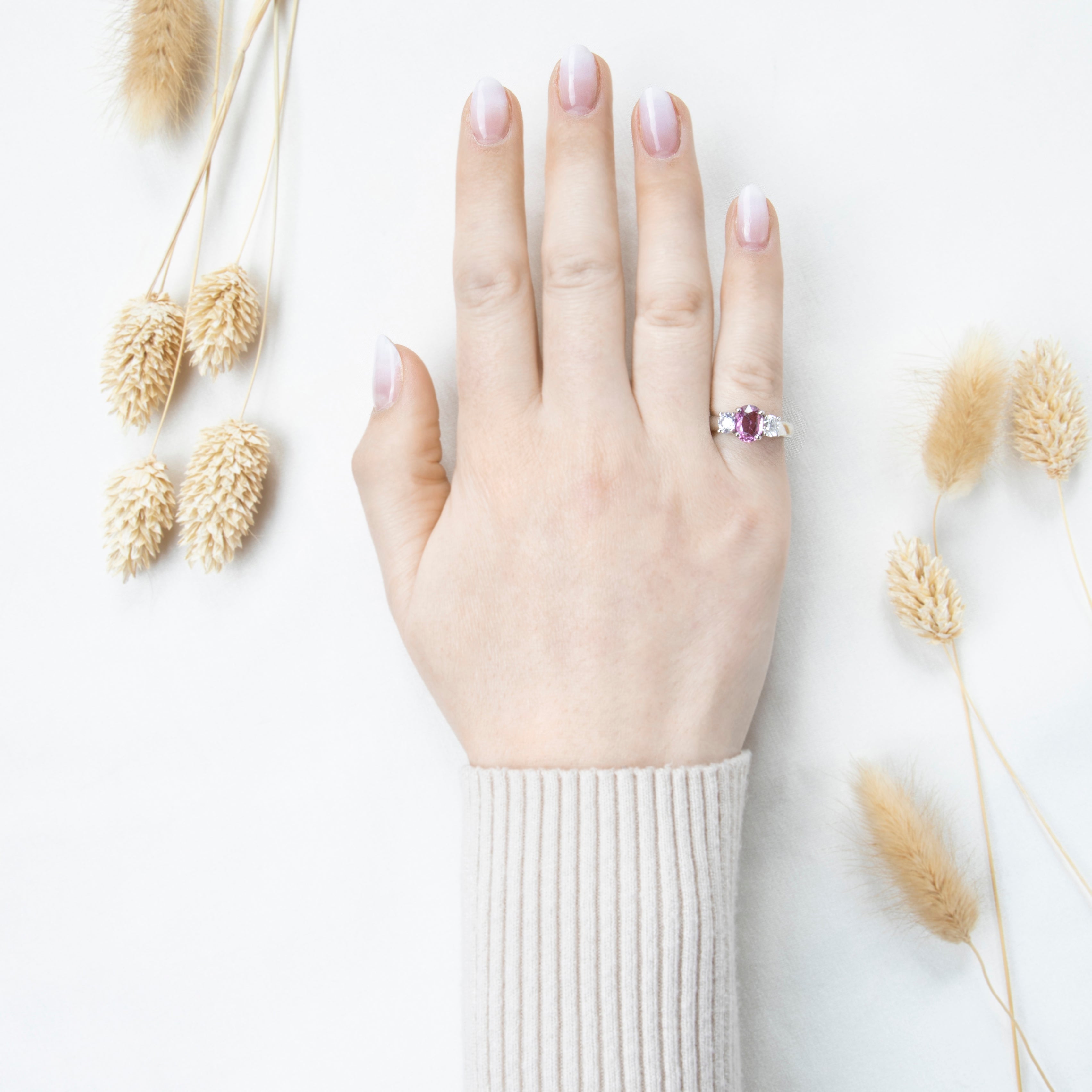 Estate 14k White Gold 1.6ct Sapphire .9cttw Diamond Brilliant Trio Ring 6.50、mySite、hinf8tx79