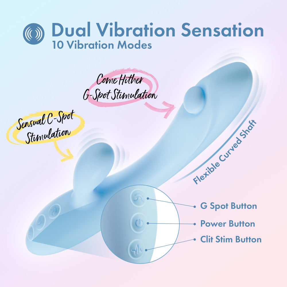 Play With Me By Blush® | Moondust Magic - 8 Inch G Spot Clitoral Rabbit Vibrator - 10 Dual Vibration Modes - Soft Silicone - Blue、mySite、bottomscart