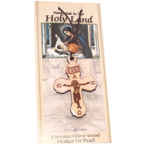 Eastern style Olivewood Crucifix with Mother of Pearls (60cm / 23.5 inches, Cross is 5cm or 2 inches)、mySite、topwebapps