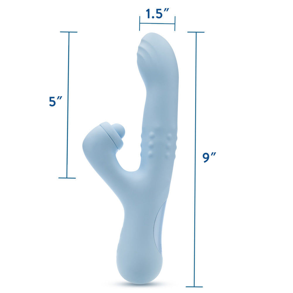 Blush Devin 9.25 Inch G Spot Clitoral Dual Stimulation Rabbit Vibrator In Blue - 10 Vibration Functions - Soft Silicone、mySite、bottomscart