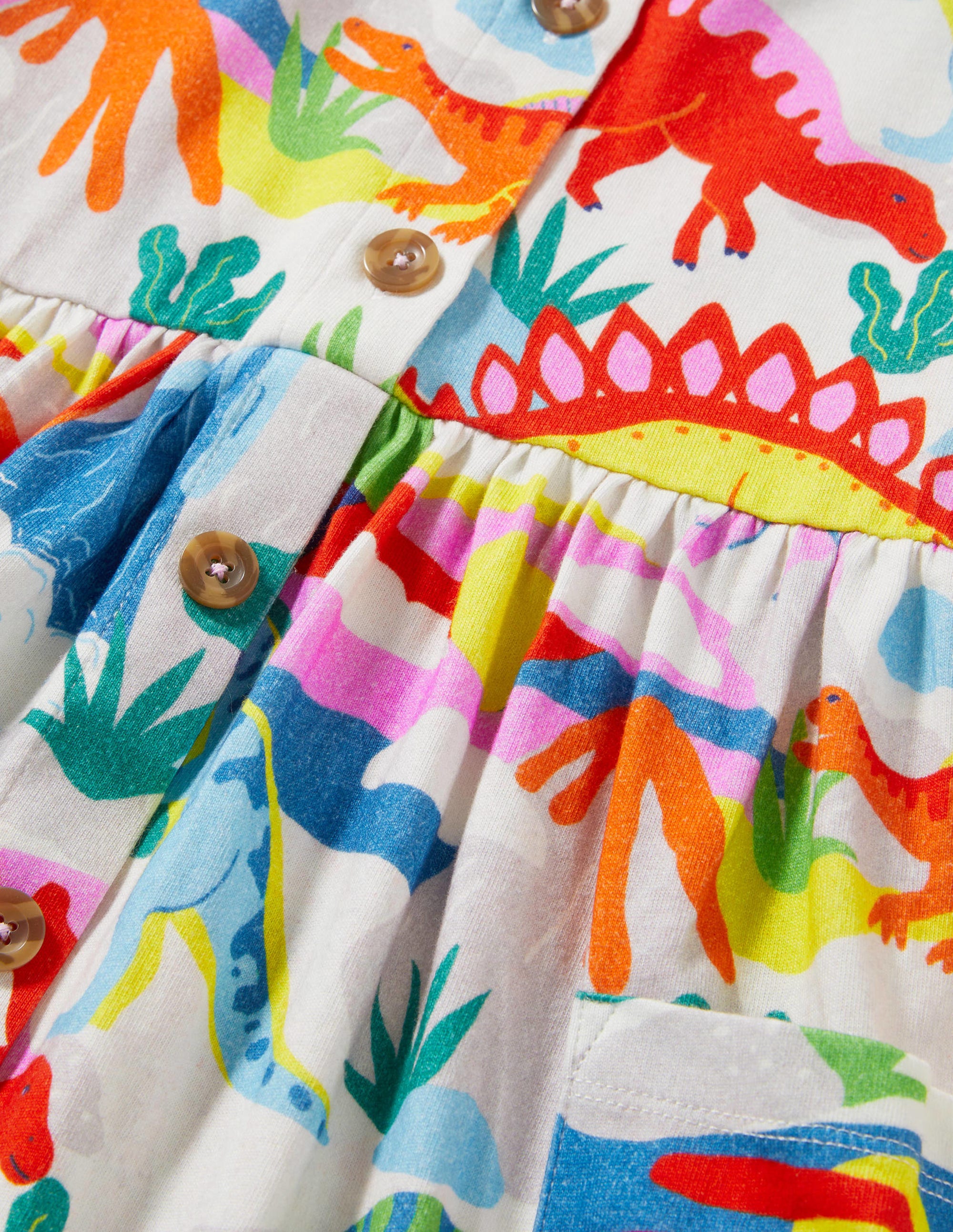  White Dinosaur Print Jersey Dress-Ivory Dinosaur Sunset、mySite、ashleygrahame