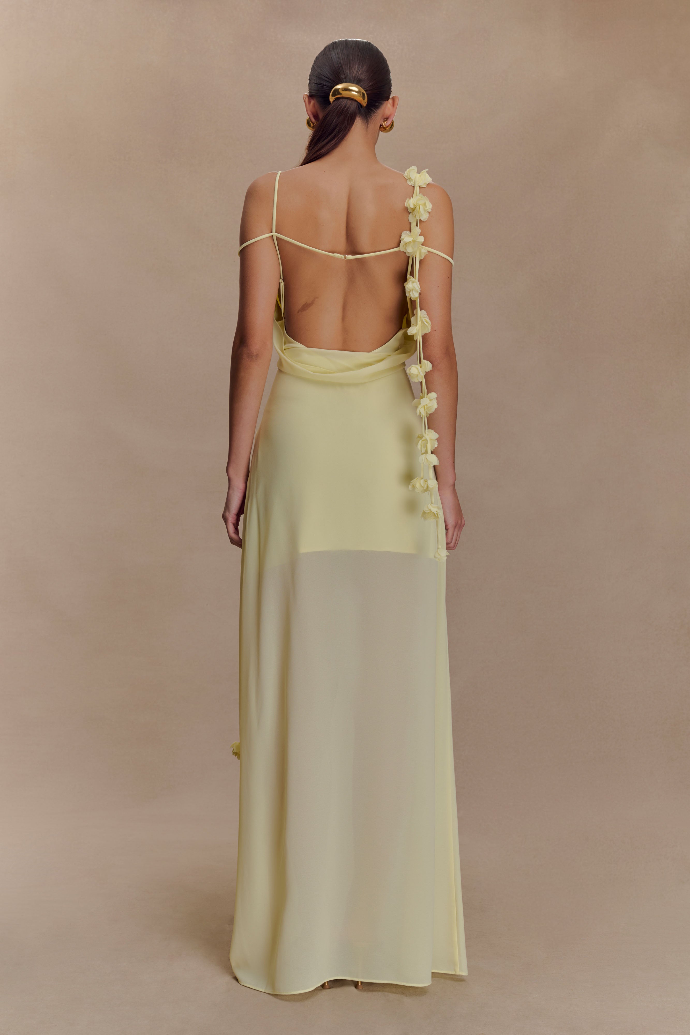 Rosalie Floral Chiffon Maxi Dress - Pastel Lemon、mySite、solidvoid