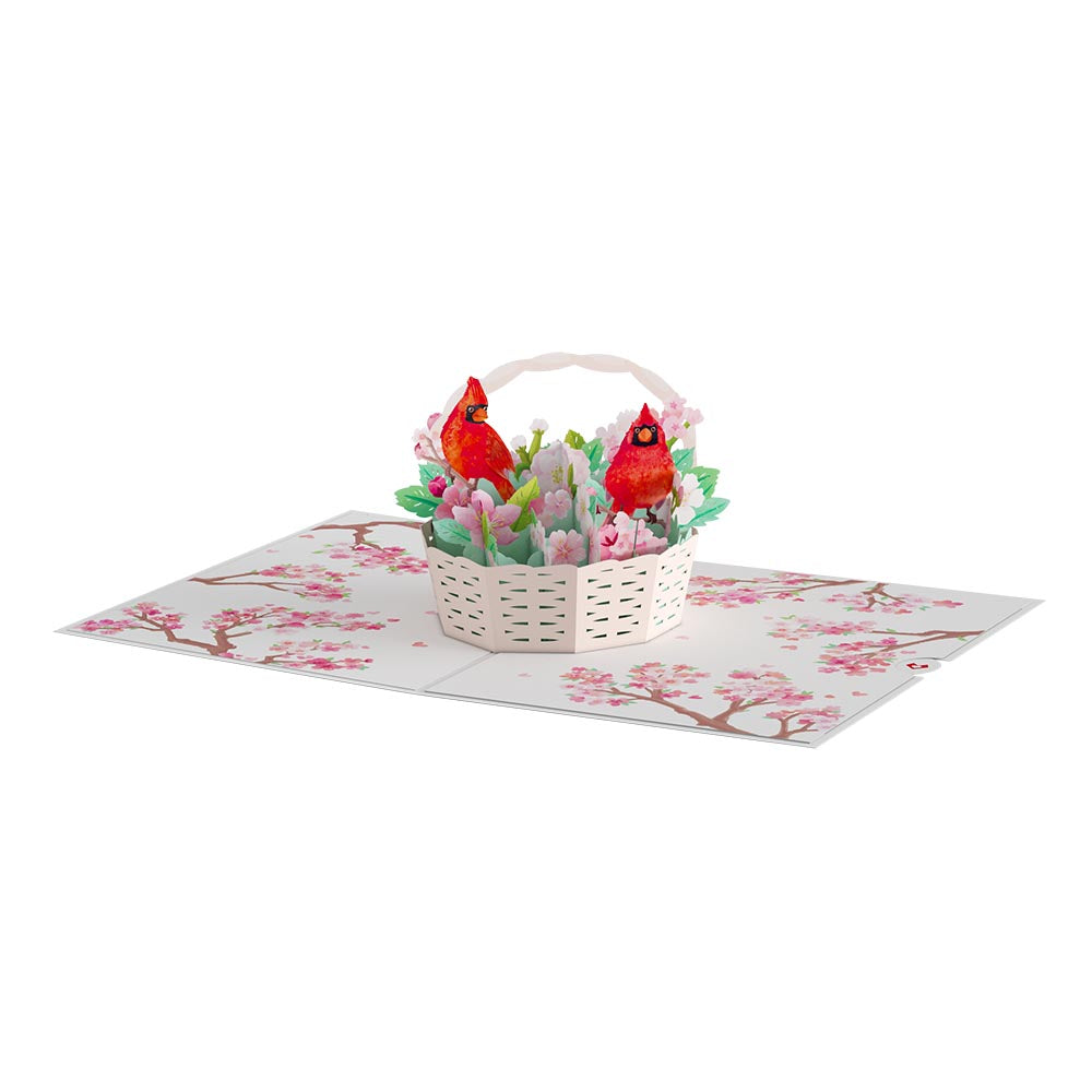 Cherry Blossom Basket with Cardinals Pop-Up Card、mySite、solidvoid