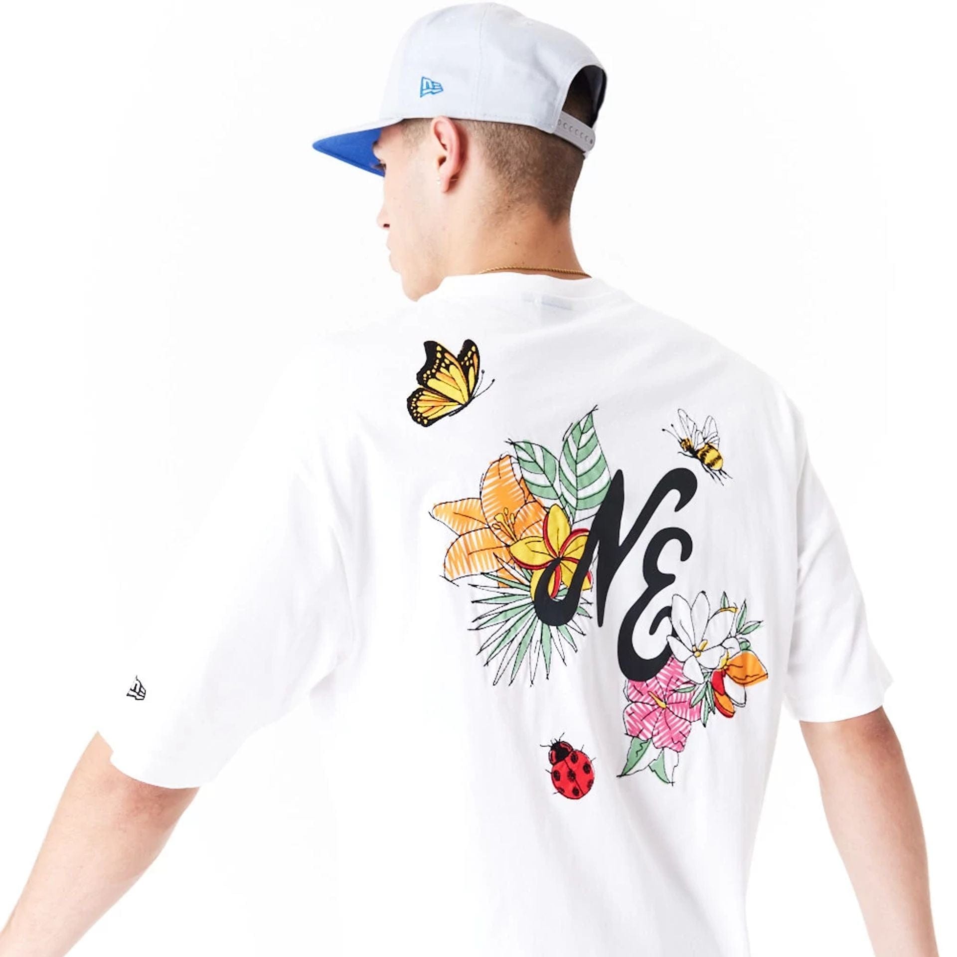 New Era Floral Graphic White Oversized T-Shirt、mySite、vikingsvslions