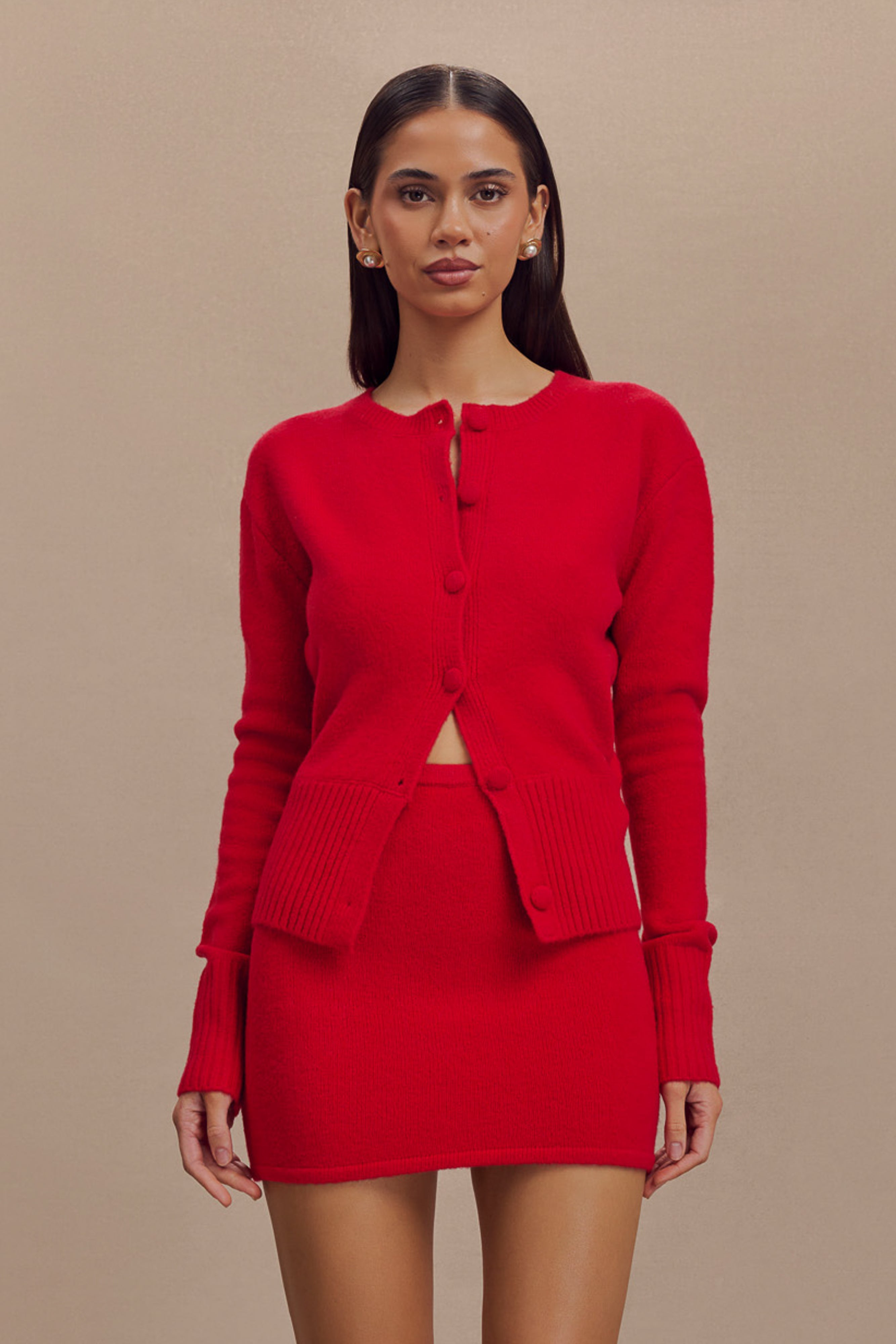 Genevieve Oversized Knit Cardigan - Ruby、mySite、solidvoid