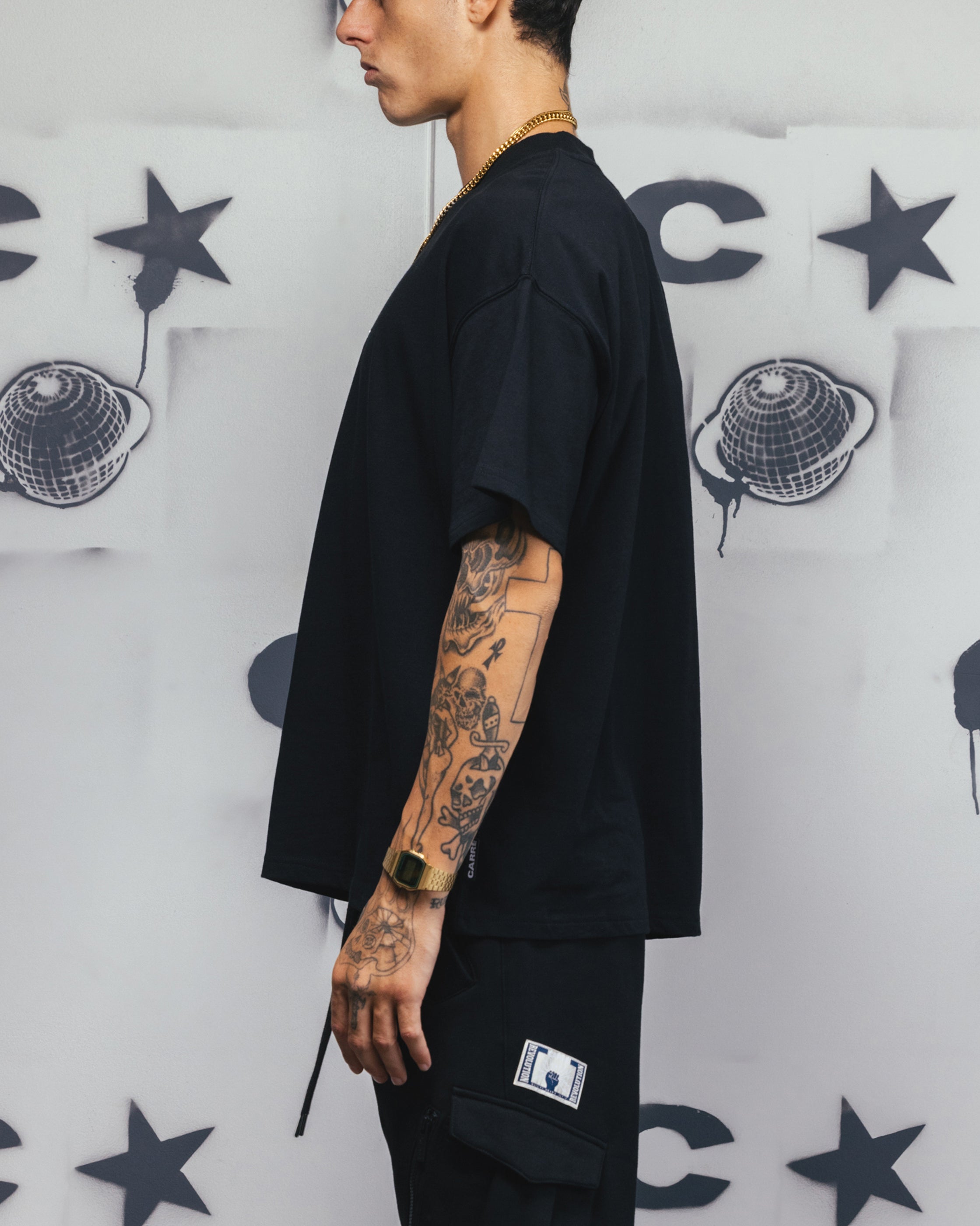 Carre Embroidered Graffiti T-Shirt Black、mySite、zt4zffjzw