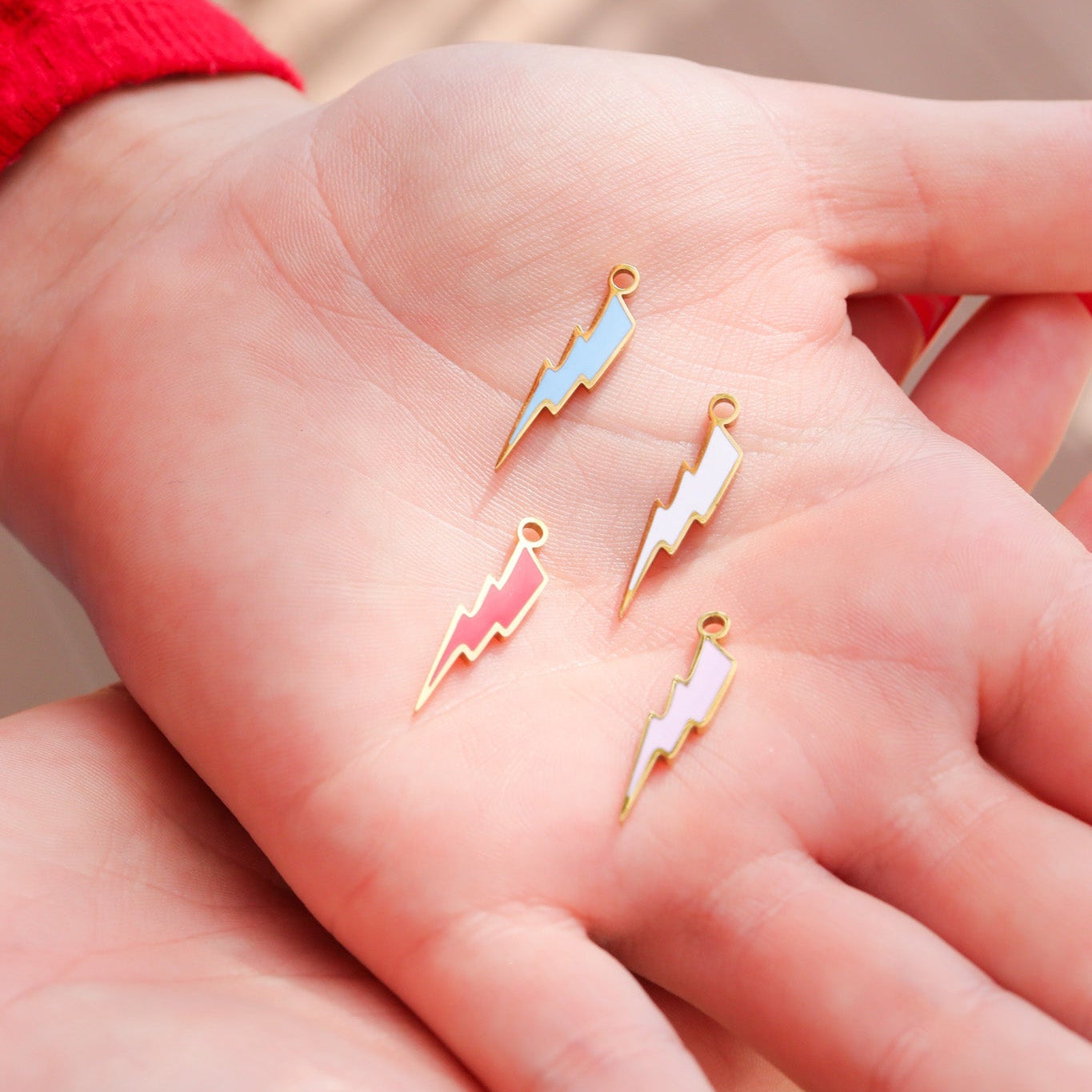 18K Gold PVD Stainless Steel Epoxy Lightning Bolt Charm / PDL0206、mySite、dreamappss