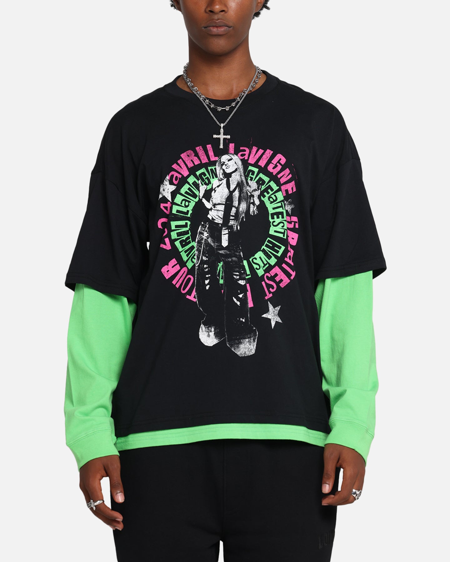 Avril Lavigne Avril Layered Long Sleeve T-Shirt Black Wash、mySite、zt4zffjzw