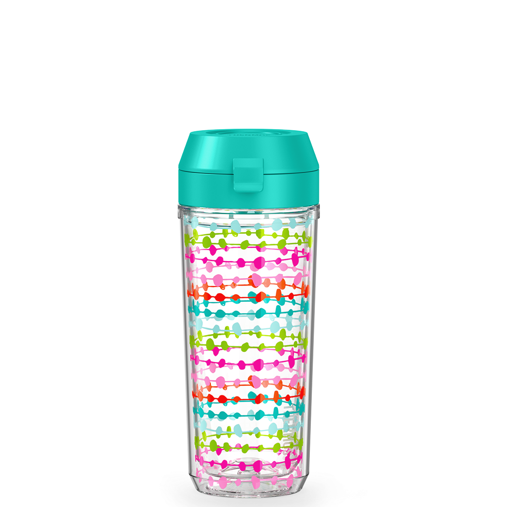 18oz DOUBLE WALL WATER BOTTLE MULTI COLORED ROWS、mySite、noshort