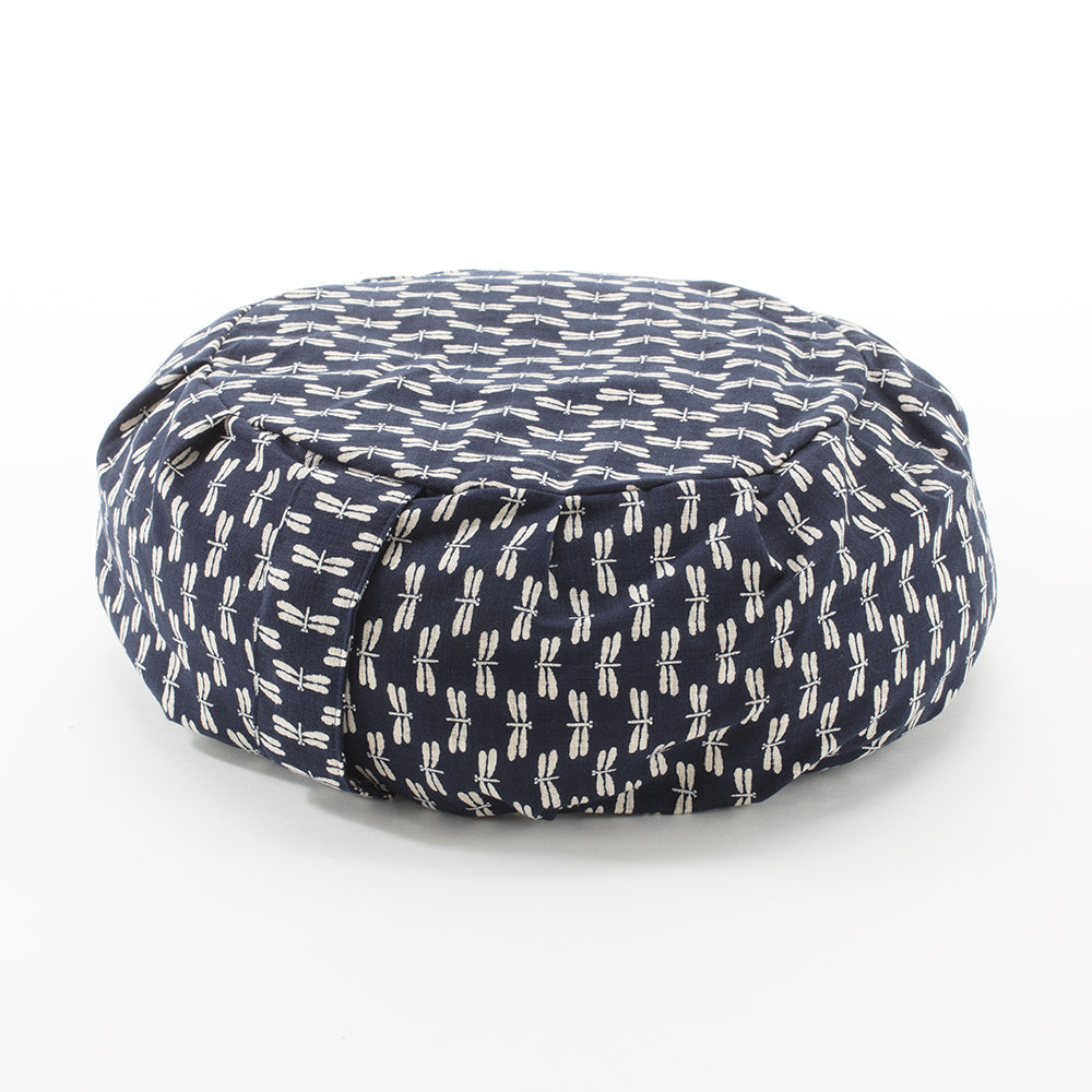 Navy Dragonfly Print Buckwheat Hull Zafu - COVER ONLY、mySite、topwebapps