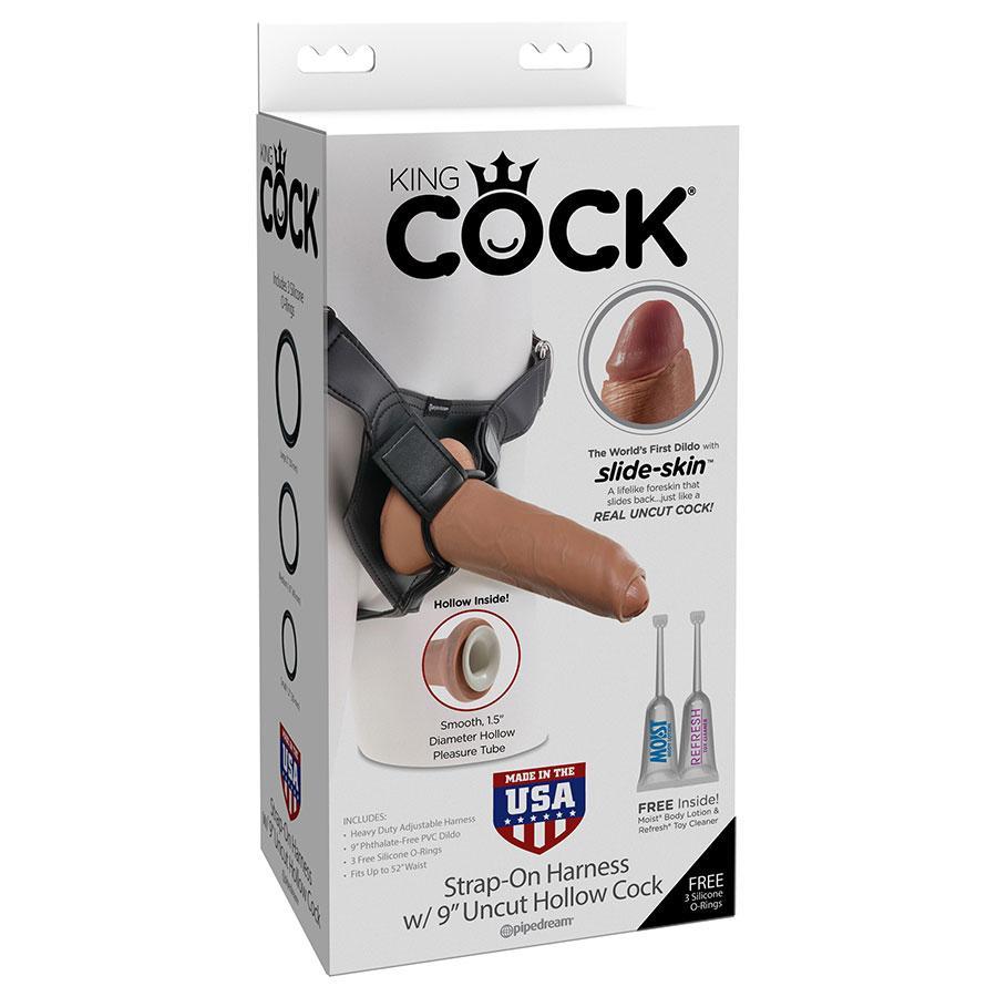 Uncut 9 Inch Hollow Strap On Dildo & Harness Kit by King Cock、mySite、bottomscart