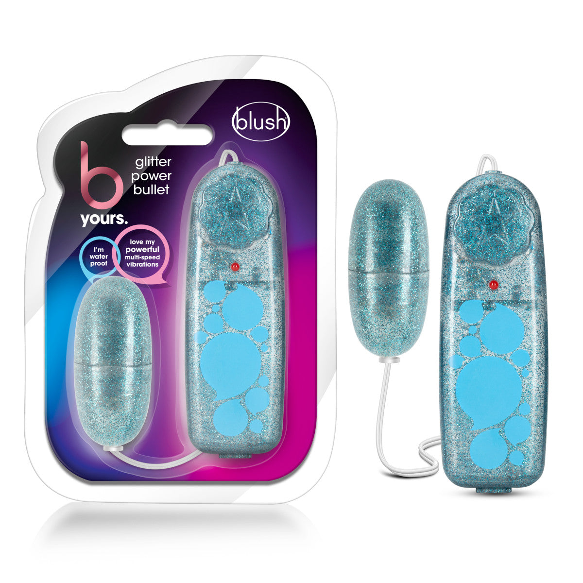 B Yours By Blush® | Glitter Power Bullet Blue 2.25-Inch Vibrating Bullet、mySite、bottomscart