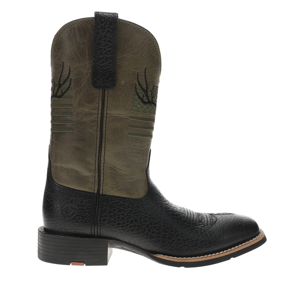 Sport Antlers Embroidered Patriotic Square Toe Pull On Cowboy Boots、mySite、gtrtttuynbv