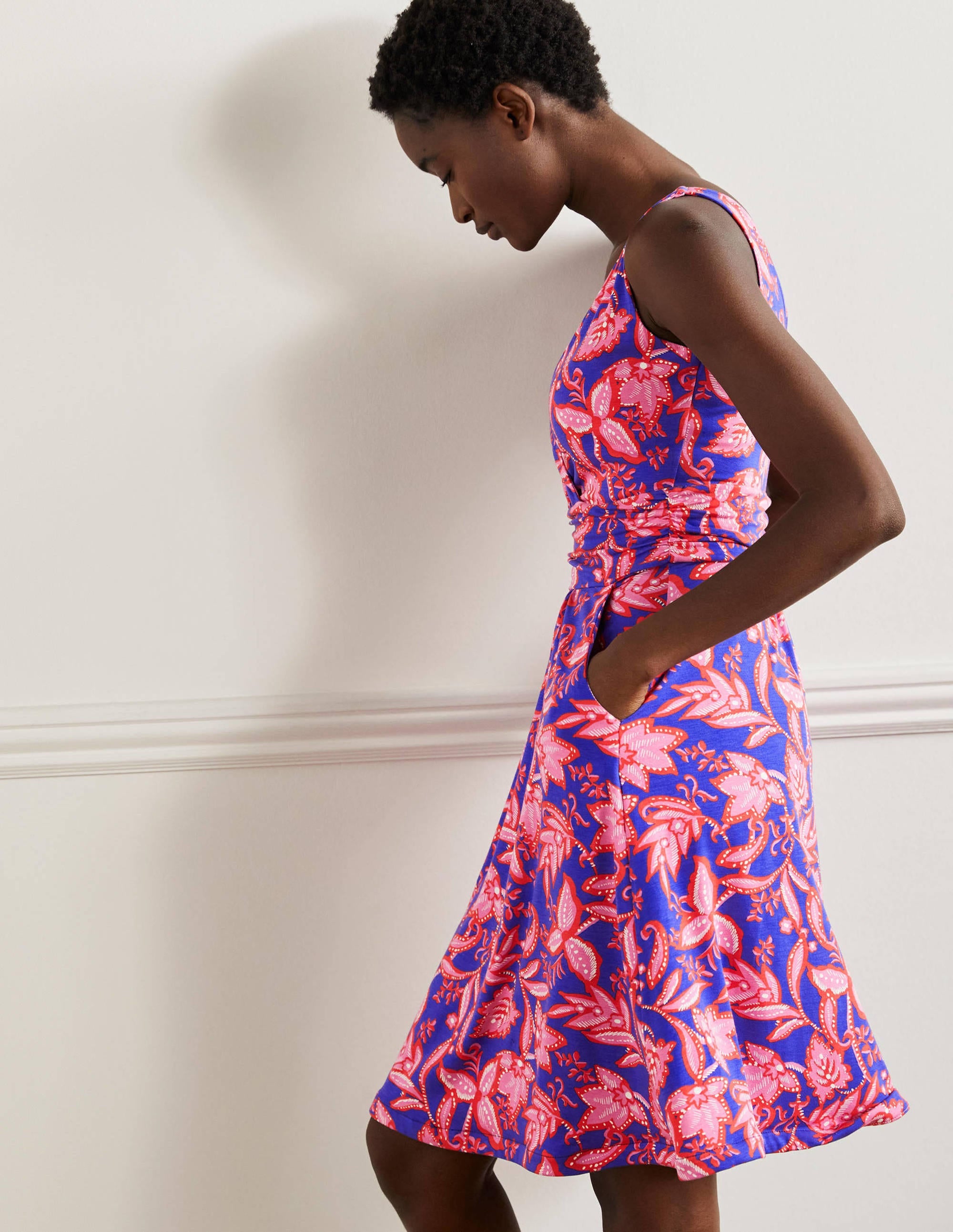  Effie V-Neck Jersey Dress-Strawberry Daiquiri Wild Flora、mySite、ashleygrahame