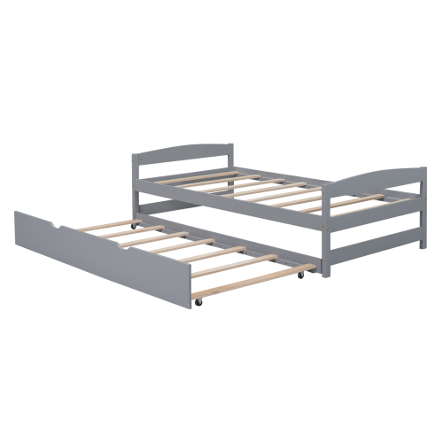 Twin size platform bed, with two drawers, gray、、casual