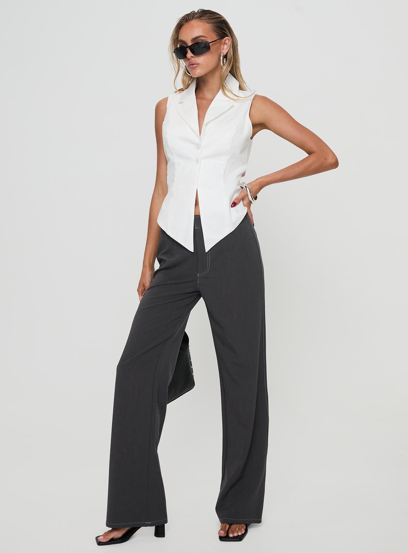 Campus Long Line Vest White、mySite、solidvoid