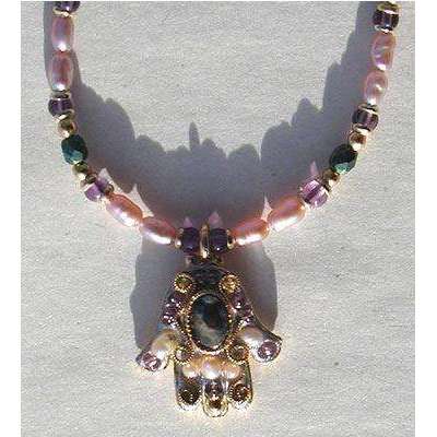 Michal Golan Abalone and Amethyst Hamsa Necklace、mySite、topwebapps