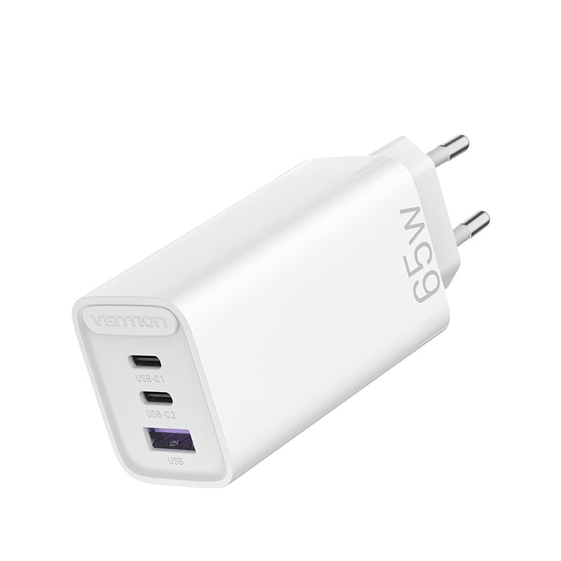 Vention 3-Port USB(C+C+A) GaN Charger(65W/30W/30W) EU-Plug、mySite、fannypackpong