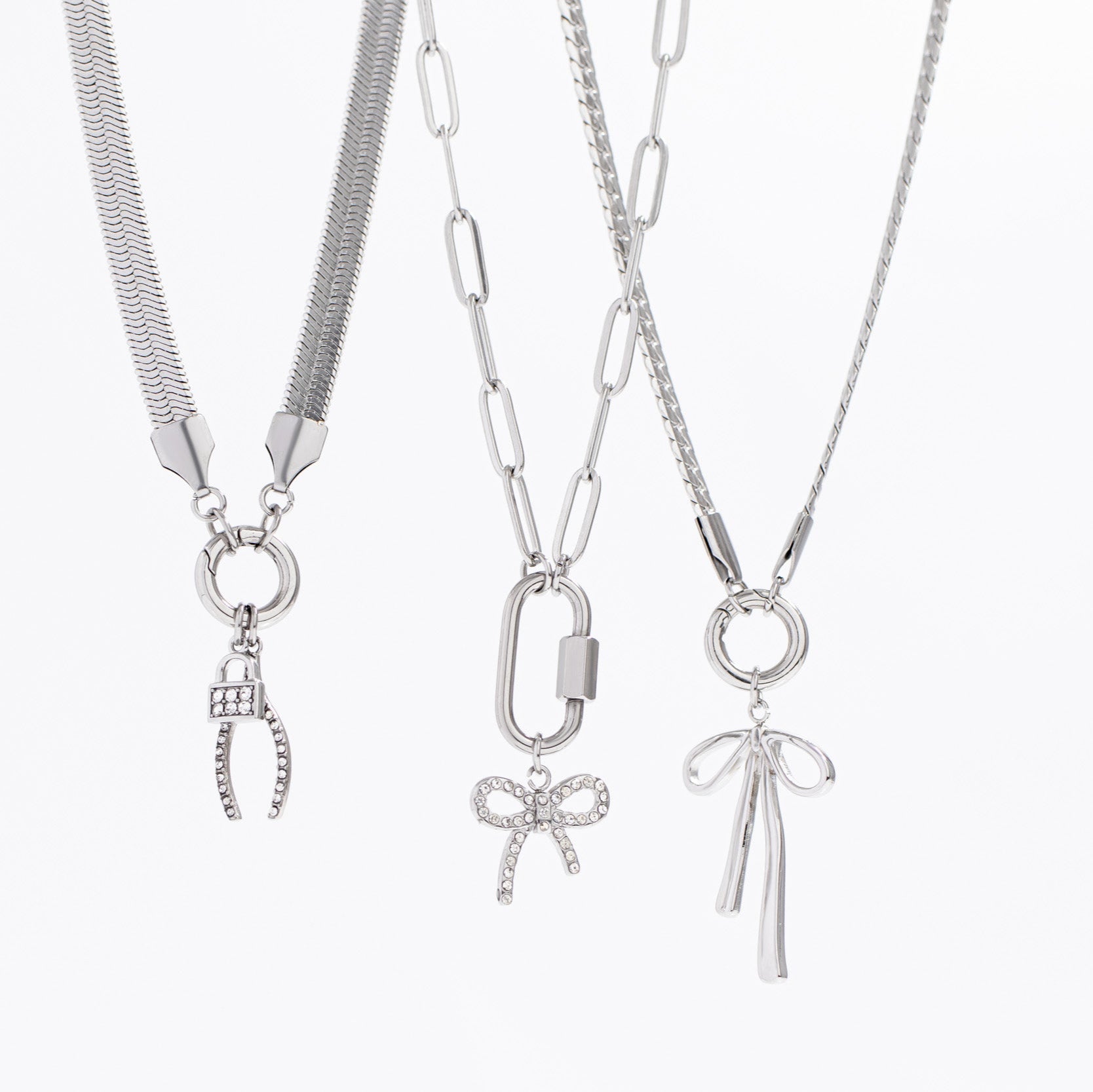 18K Gold PVD Stainless Steel Rhinestone Bow Charm / PDL0278、mySite、dreamappss