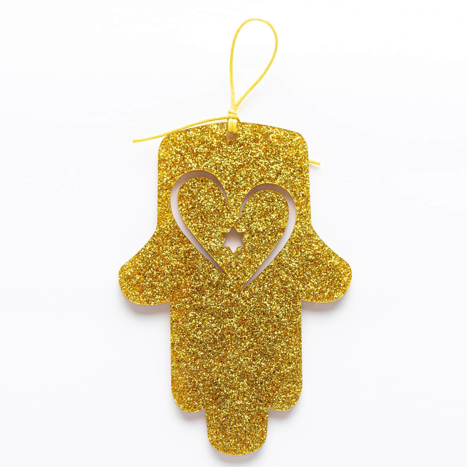 Petite Wall Hamsa with Heart - Gold Glitter、mySite、topwebapps