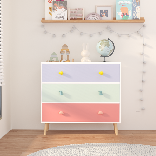 Kids 3 Drawer Dresser, Baby Nightstand for Bedroom, Storage Cabinet for Toddler Child for Living Room, Toddler Room, Nursery, Closet, Apartment (White)、、casual