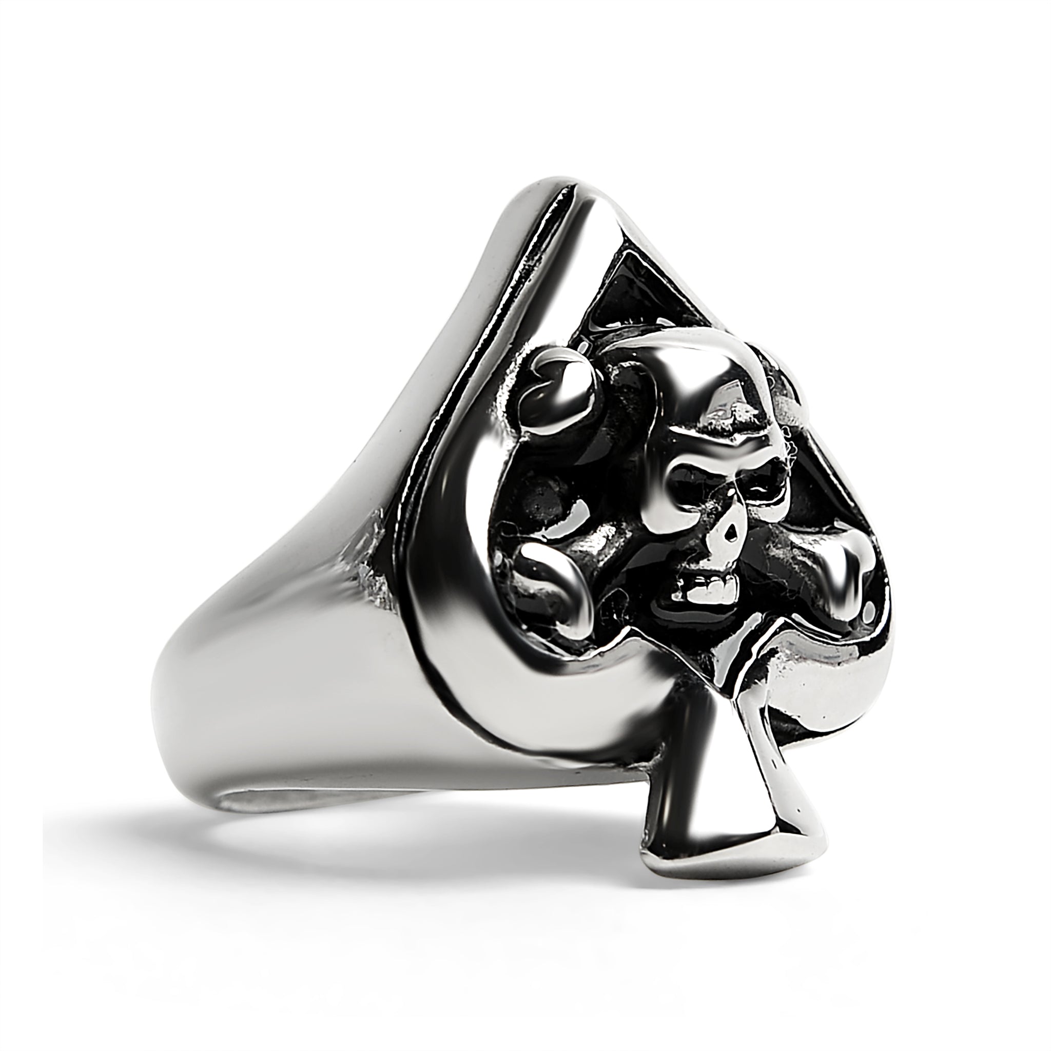 Stainless Steel Polished Skull of Spades Ace Signet Ring / SCR3070、mySite、dreamappss