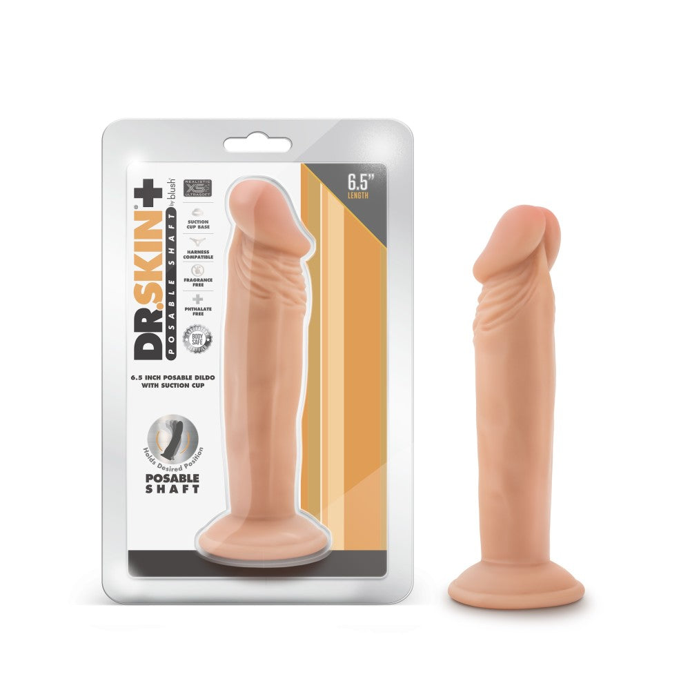 Dr. Skin Plus By Blush® | Realistic Vanilla 6.5-Inch Long Soft Yet Erect & Posable Dildo With Suction Cup Base、mySite、bottomscart