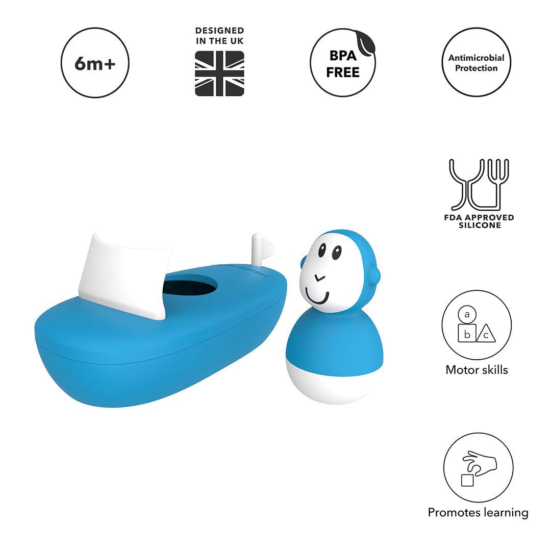  MatchStick Monkey Bathtime Boat Set - Blue、mySite、merchandisen