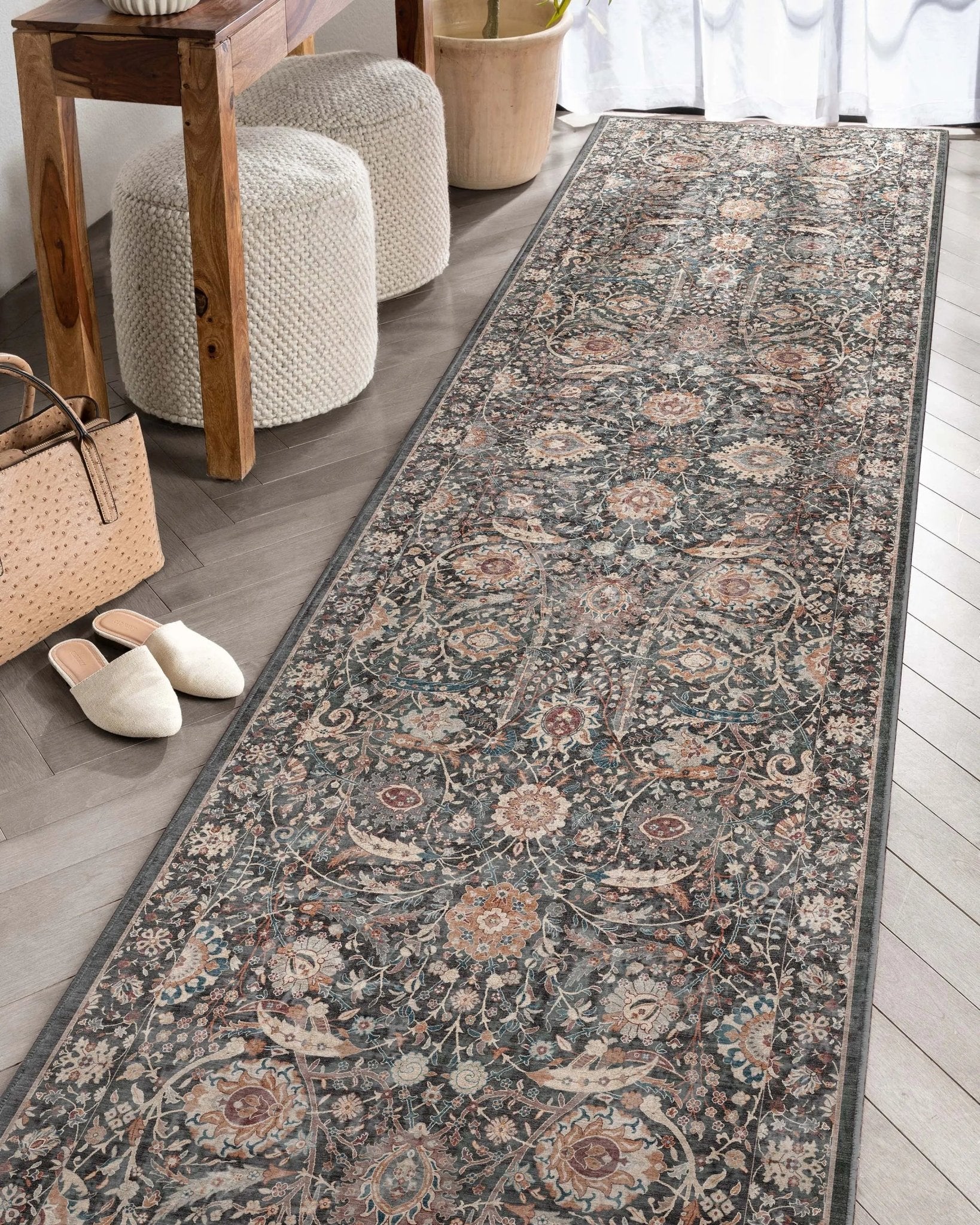 Liana Vintage Oriental Charcoal Grey Flat-Weave Rug、mySite、gigharbornorthrealestate