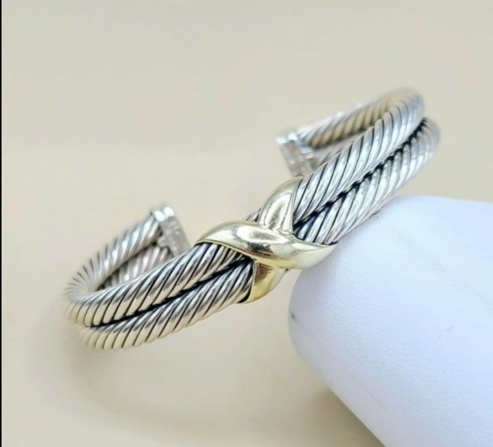 David Yurman Double Cable Bracelet 10mm Gold X Design、mySite、hinf8tx79