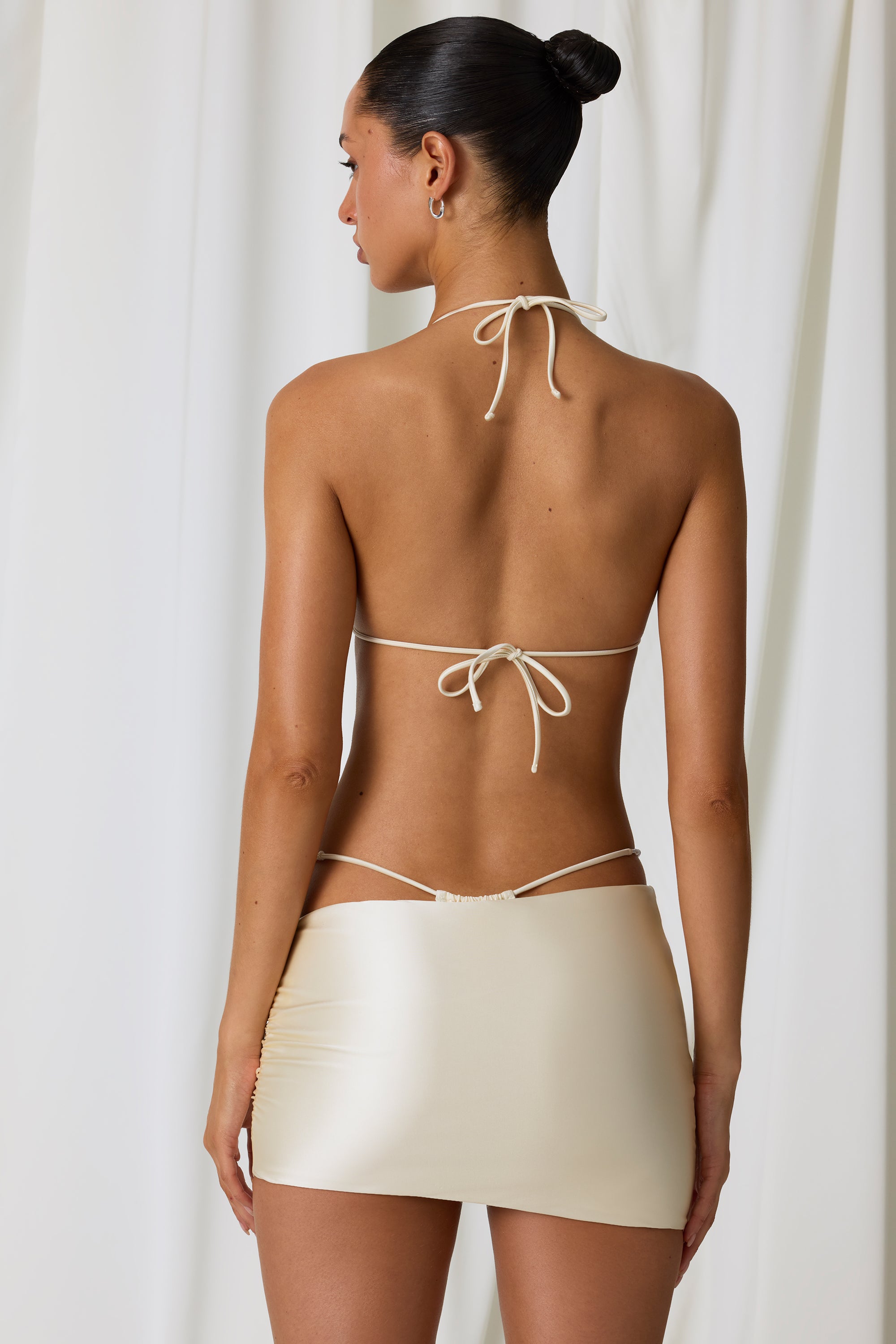 Asymmetric Ruched Micro Mini Skirt in Pearl White、mySite、solidvoid