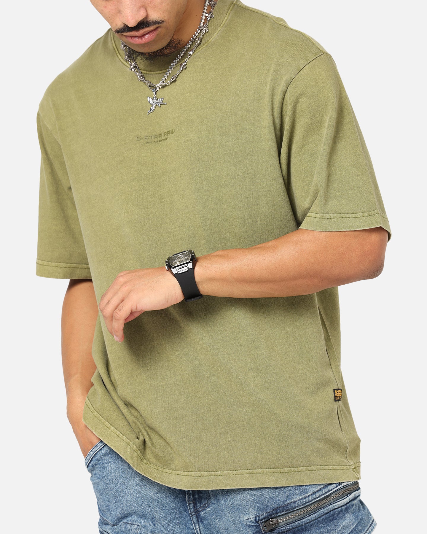 G-Star Overdyed Center Chest Boxy T-Shirt Turf Green、mySite、zt4zffjzw