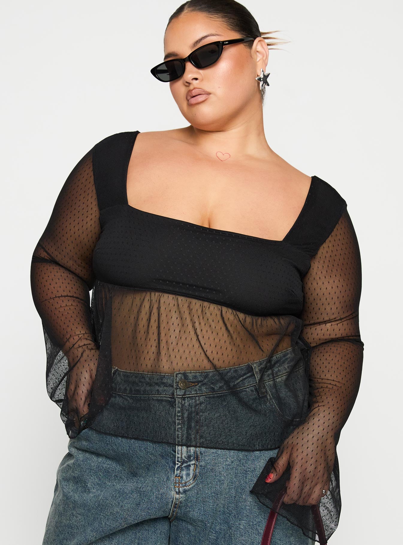 Fiorello Long Sleeve Top Black Curve、mySite、solidvoid