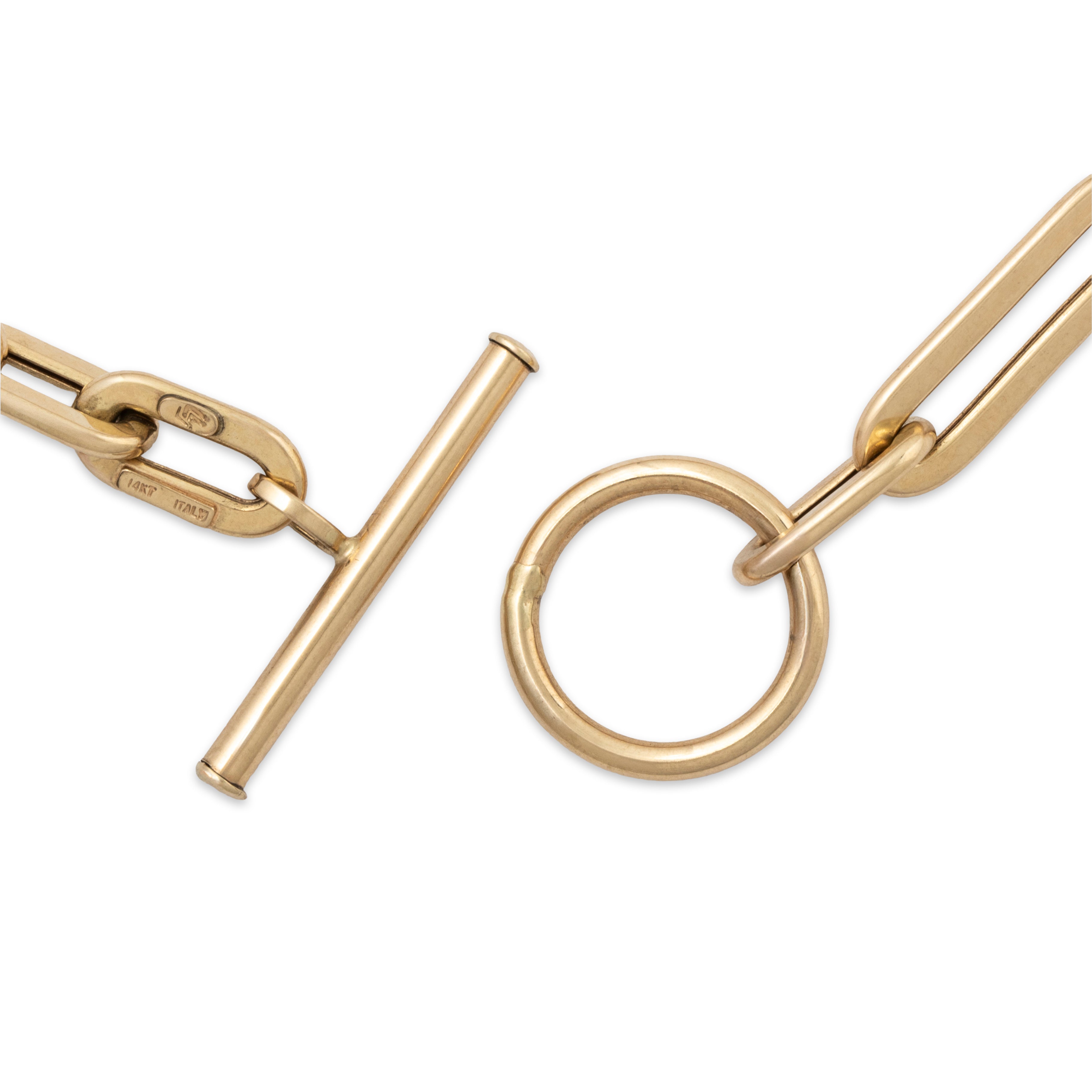 Vintage Italian 14k Yellow Gold Toggle Mixed Paperclip Link Necklace 18、mySite、hinf8tx79