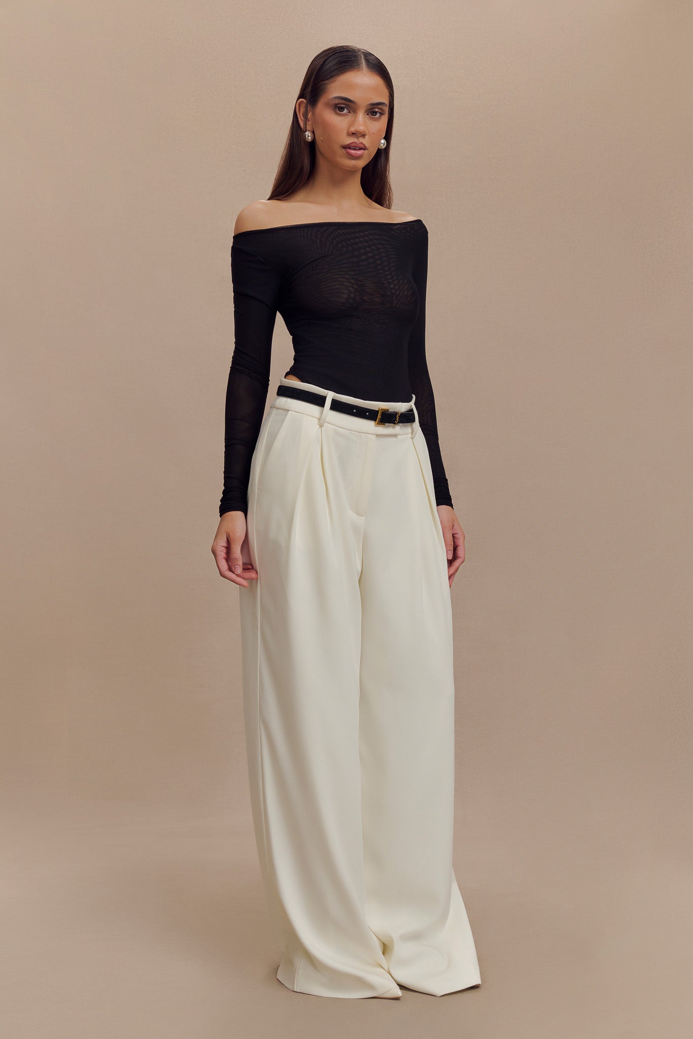 Colette Boat Neck Mesh Top - Black、mySite、solidvoid