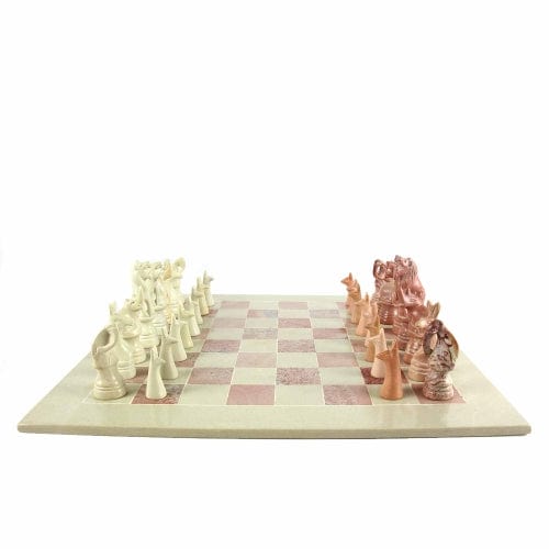 Hand Carved Kenya Traditional Soapstone Animal Chess Set or Pieces- 15 Board、mySite、g9winljtr