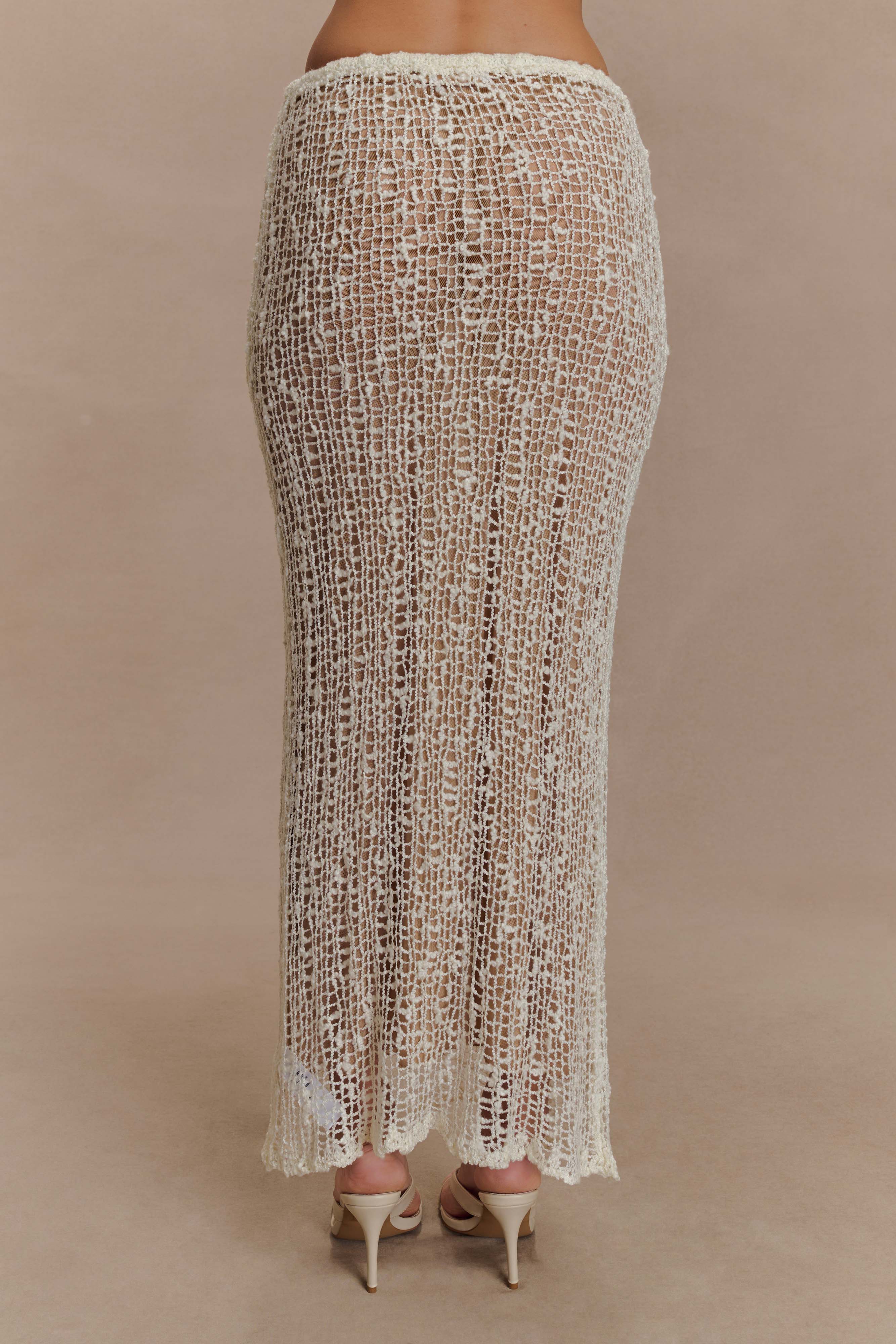 Cordelia Knit Maxi Skirt - Ivory、mySite、solidvoid