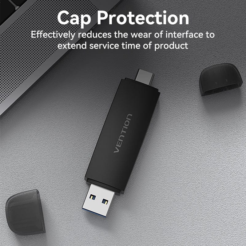 Vention 2-in-1 USB 3.0 A+C Card Reader(SD+TF) Black Dual Drive Letter、mySite、fannypackpong
