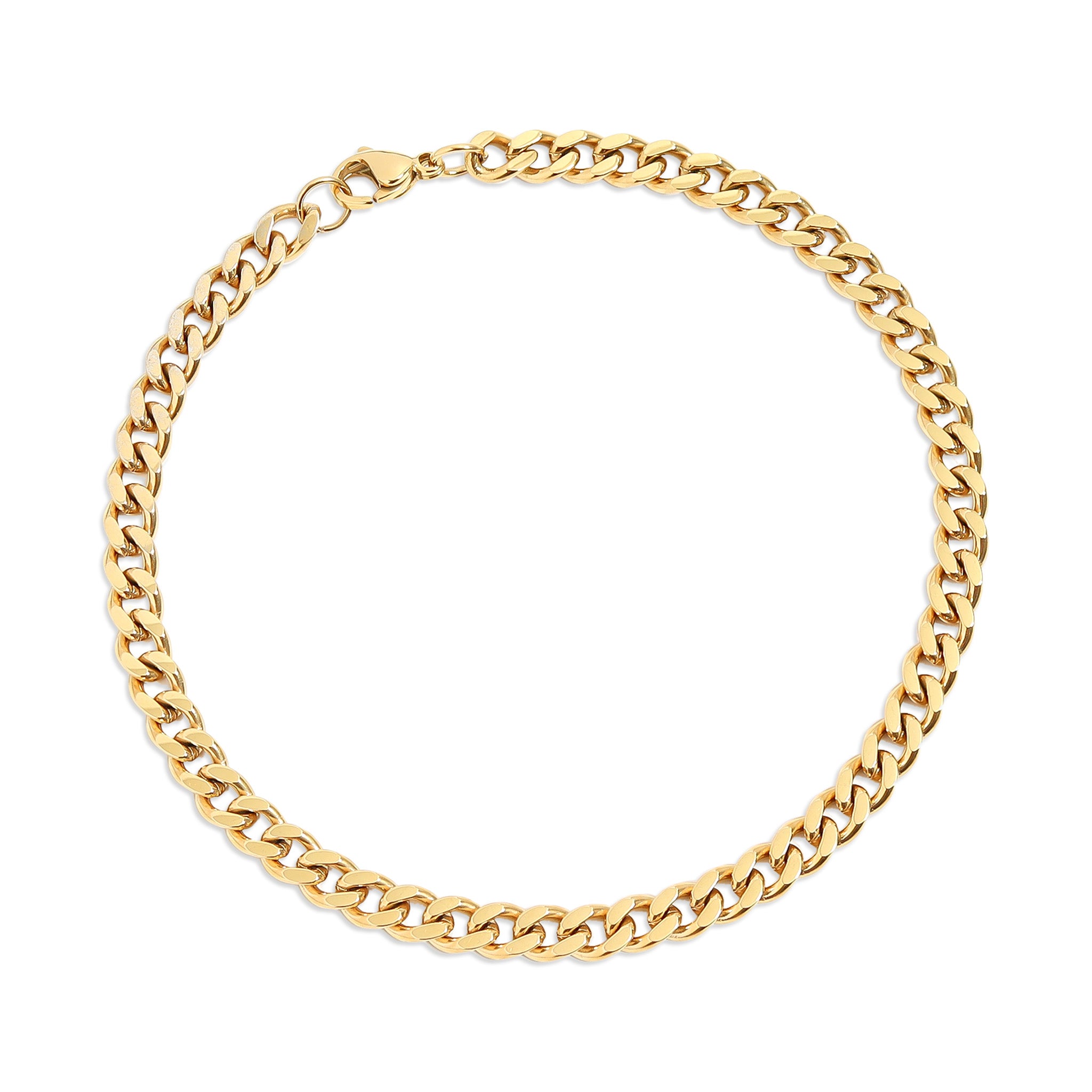 18K Gold PVD Stainless Steel Diamond Cut Curb Chain Bracelet / BRJ9098、mySite、dreamappss