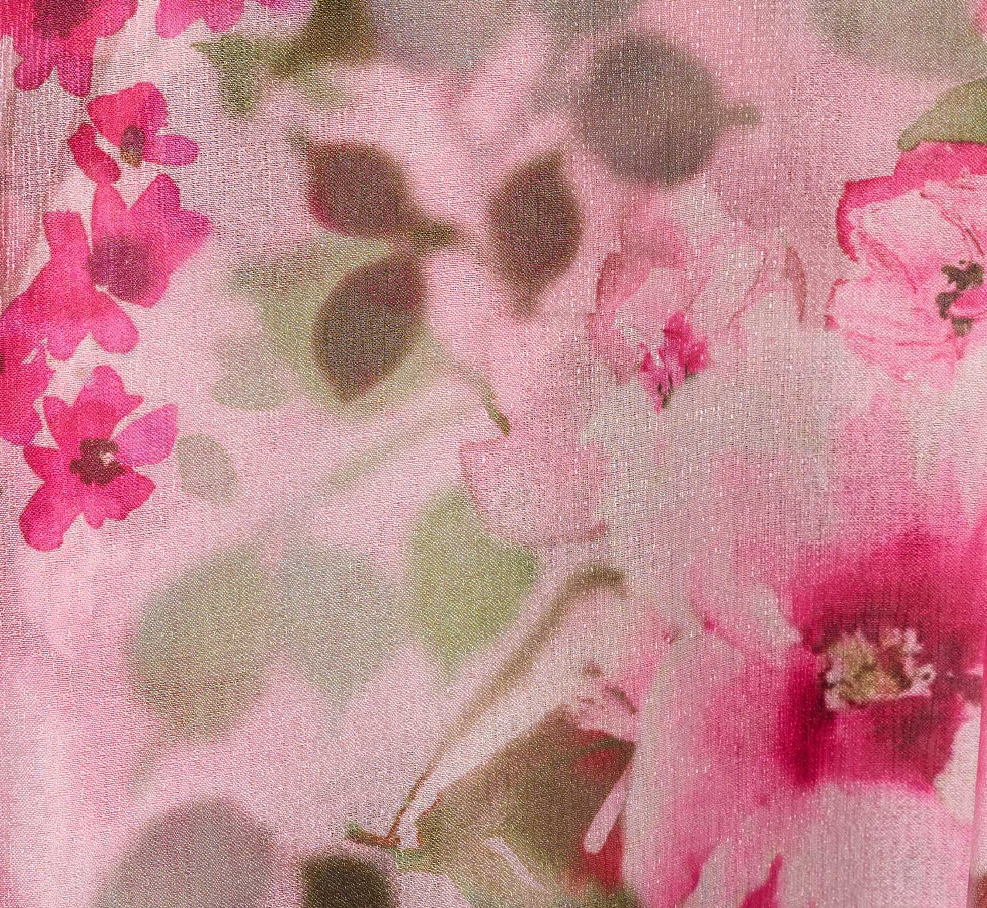 Floral Print Organza Midi Dress With One Shoulder Neckline In Pink Multi、mySite、solidvoid