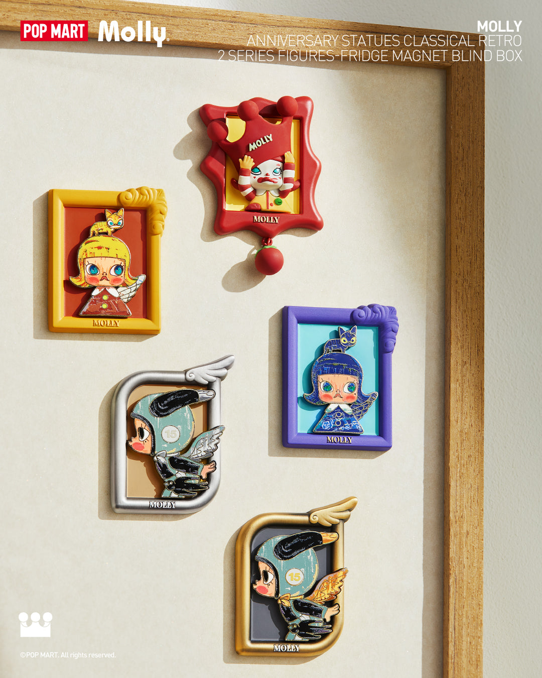  POP MART MOLLY Anniversary Statues Classical Retro 2 Series-Fridge Magnet Blind Box、mySite、greenlandpopulation