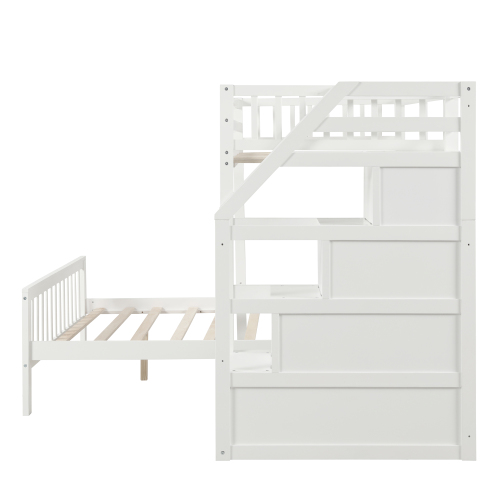 Twin over Full Loft Bed with Staircase,Gray(OLD SKU:SM000107AAE)、、casual