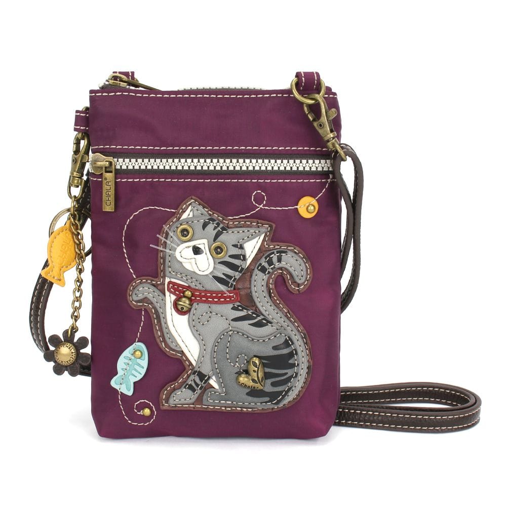 Gray & Orange Tabby Cat Collection Keychain, Wallet, Crossbody by Chala Vegan、mySite、g9winljtr