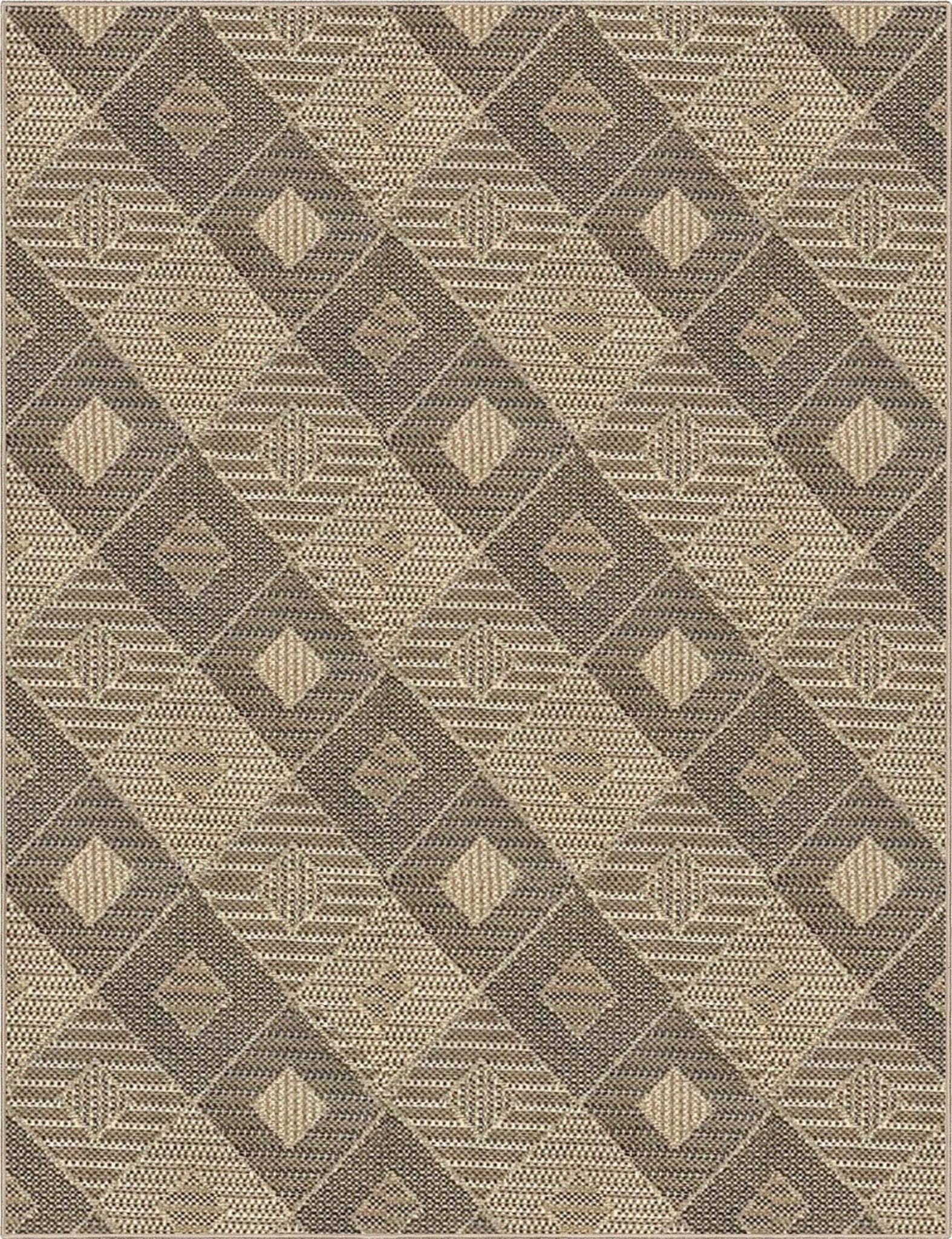 Heritage Diamond Pattern Indoor Outdoor Natural Brown Textured Rug AL-272、mySite、gigharbornorthrealestate