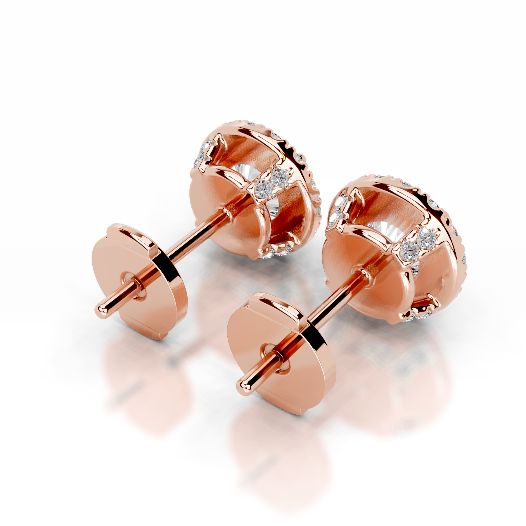 Isla Lab Grown Diamond Halo Earrings (5 Carat) -14K Rose Gold、mySite、hinf8tx79